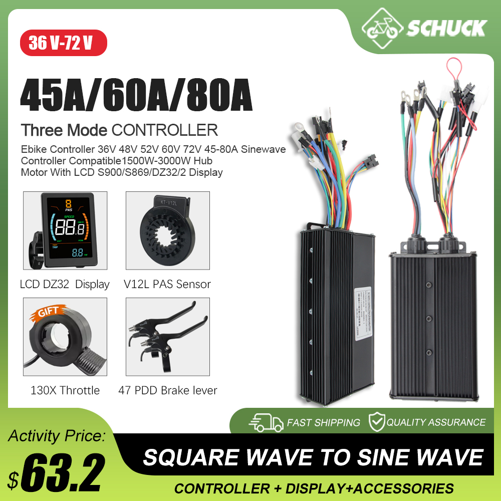 E-bike 3 modalità 48V 52V 60V  - Sine Wave Controller 48V 72V 80A recensione e prezzo