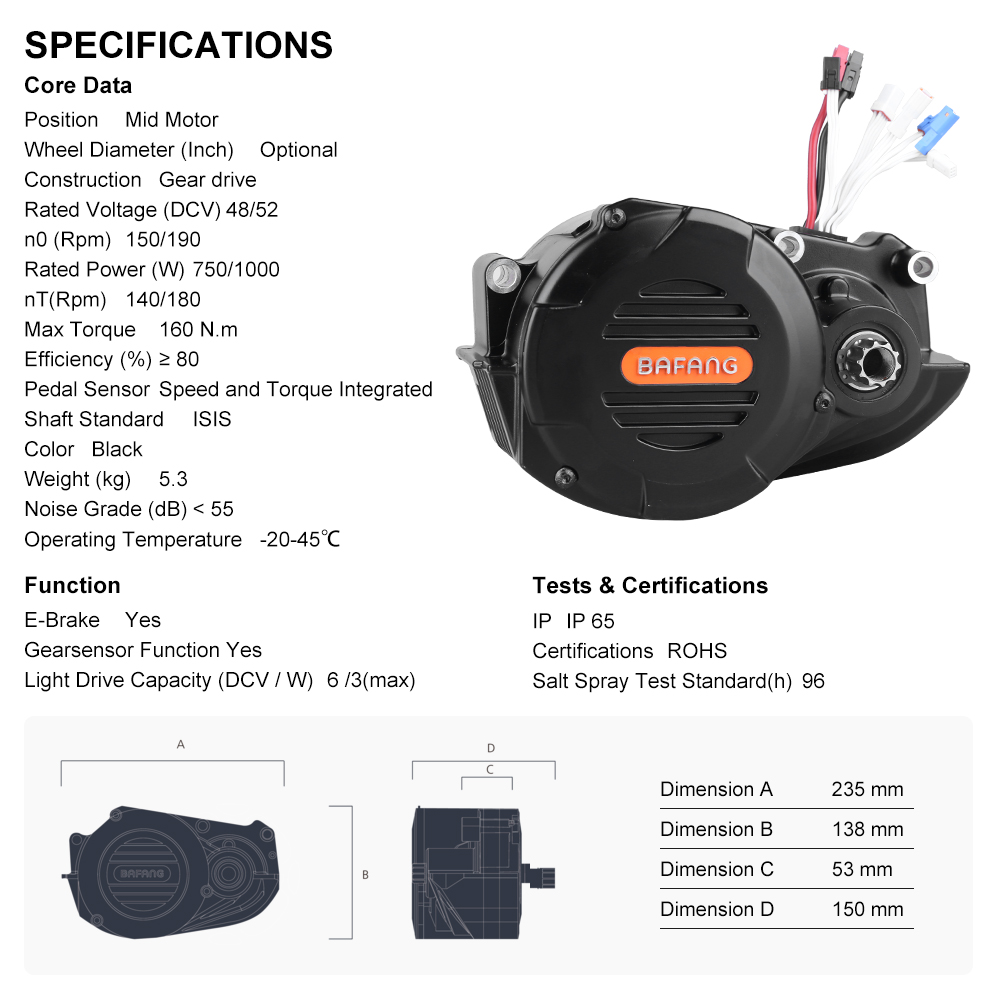 Kit di conversione per bicicle - Mid Drive Motor Kit 52V 1000W recensione e prezzo